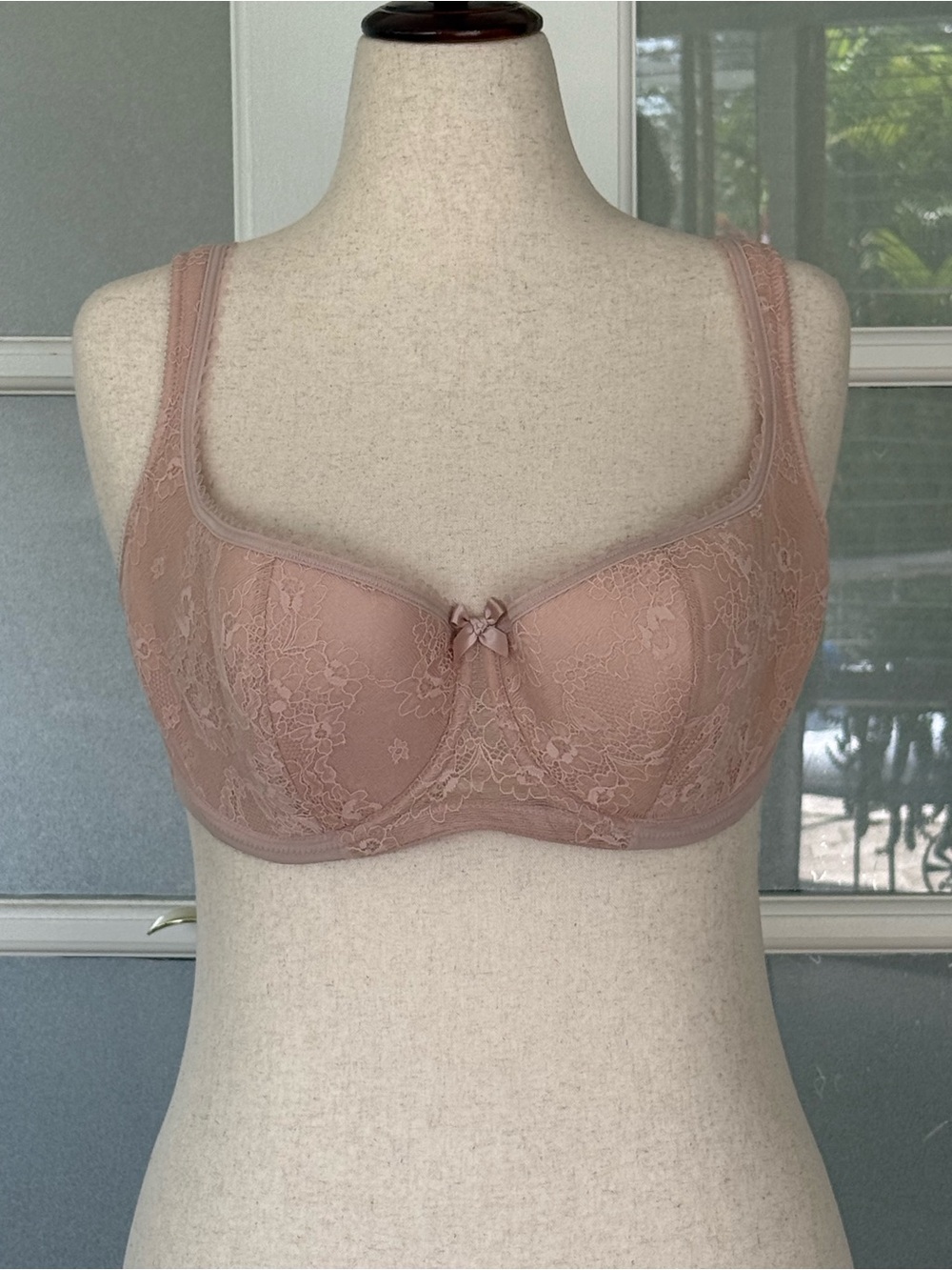 Rosme Nude Pink Lace Underwire Full Coverage Bra 40DD/E